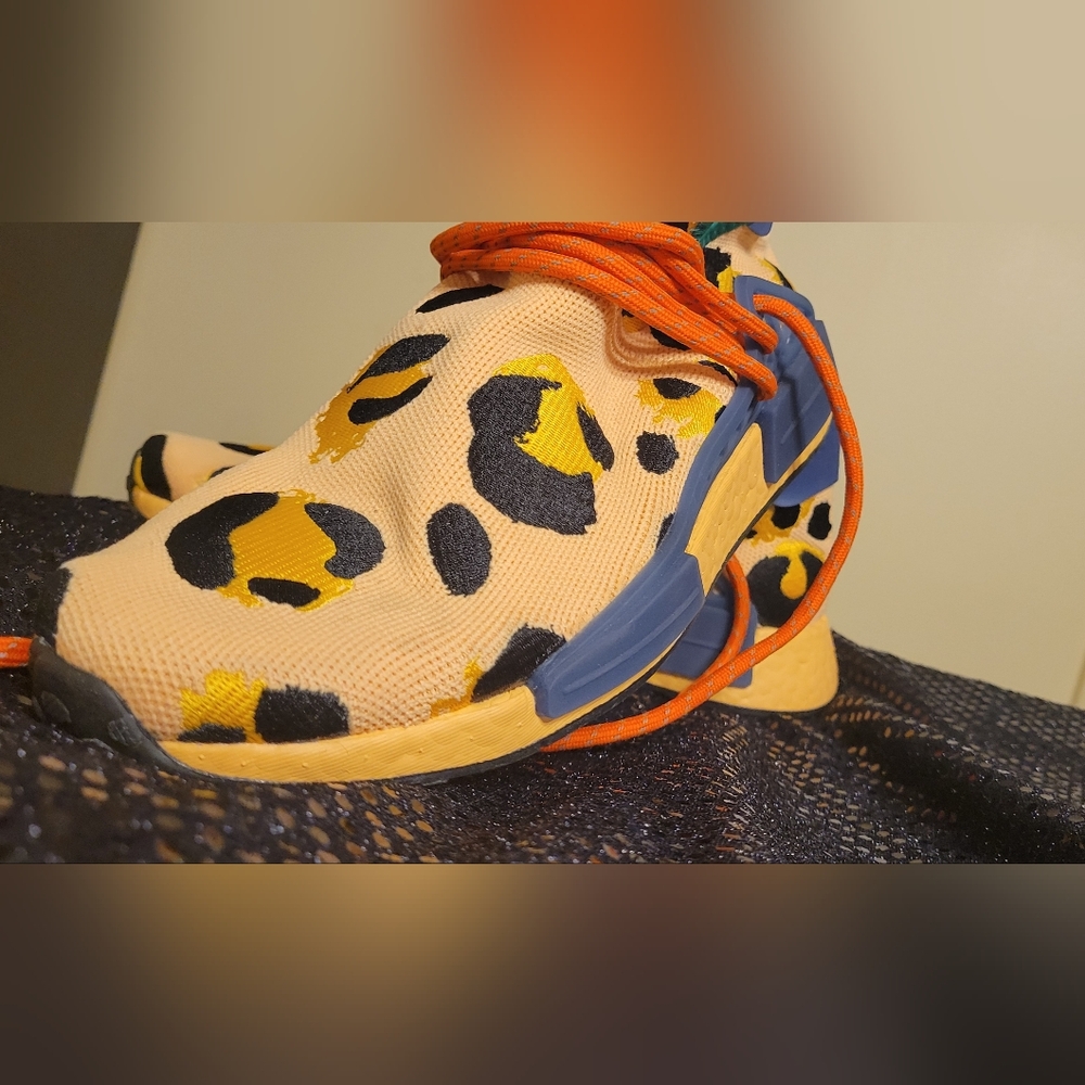 Leopard Print Sneakers with Orange Accents Pharrell NMD Adidas